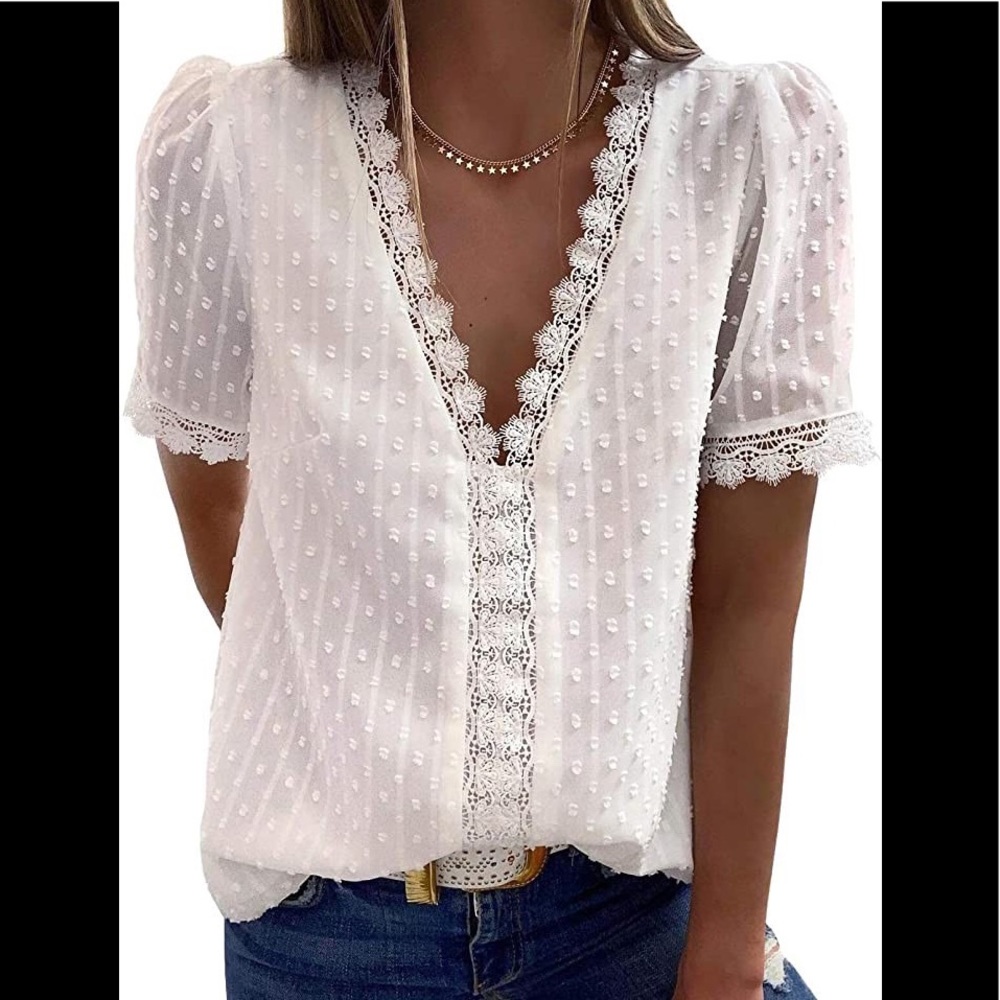 Womens white lightweight lace tunic shirt